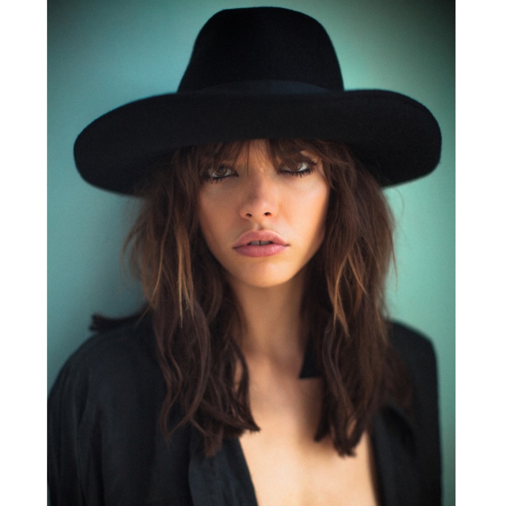 ANDA & MASHA My Old Man Hat Dark Navy Blue Wide Brim Hat with Leather Ribbon